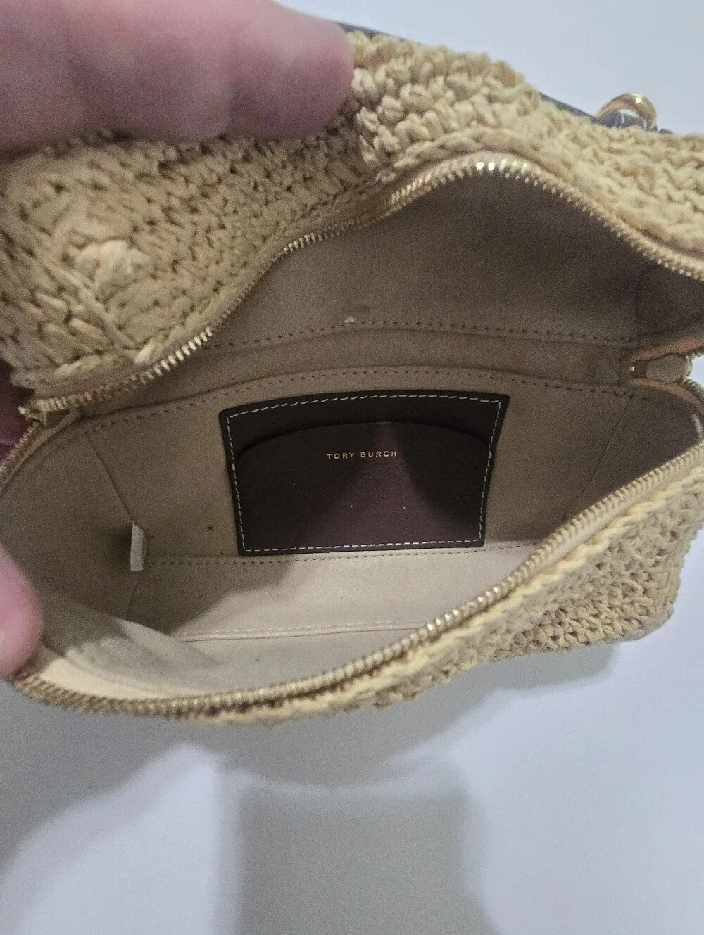 Tory Burch Romy Straw Slim Top Handle Bag
